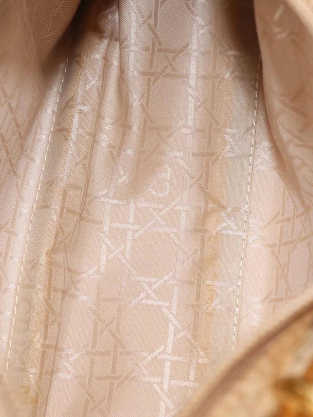 Christian Dior Lady Dior Canage Hand Bag Nylon Beige Gold - Picture 14 of 16